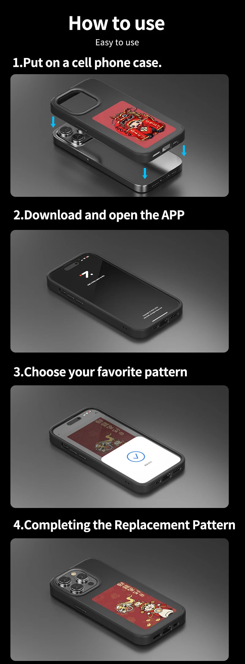 New E ink 4.0 inch Screen Digital Case for iPhone 17 16 15 14 13pro max NFC Photo Custom Funda Mobile Back Cover With Bracket